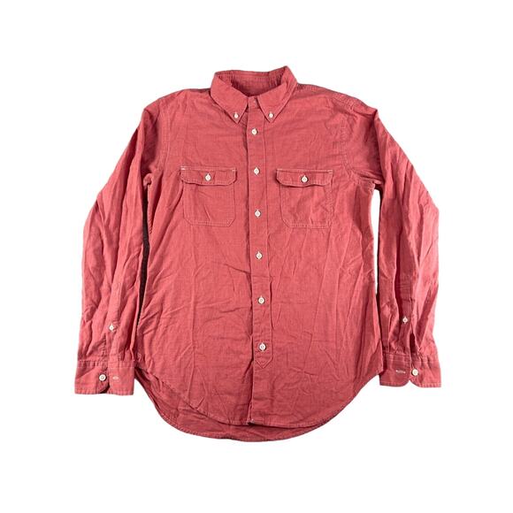 Club Monaco Shirt Mens Small Pink Red Button Down Slim Fit Pockets Collar - Picture 1 of 10